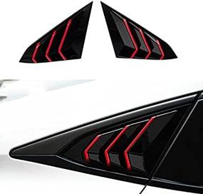 img 1 attached to XHQ For Honda Civic 10Th Gen Sedan Rear Window Louver Shutter Cover Trim Fit Civic 2016-2021 Sedan Car Side Window Louvers Air Vent Scoop Shades Cover Accessories Decoration(Bright Black RED)
