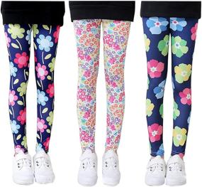 img 4 attached to 3-Pack Girls Full-Length Printed Leggings Stretch Yoga Pants - Sizes 2-13 Years