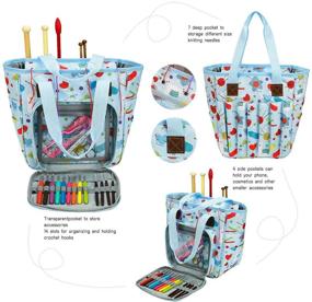 img 2 attached to 🧶 Stylish KOKNIT Knitting Tote Bag - Portable Yarn Storage with Pockets for Hooks, Needles & Accessories, Perfect Accessory for Any Outfit!
