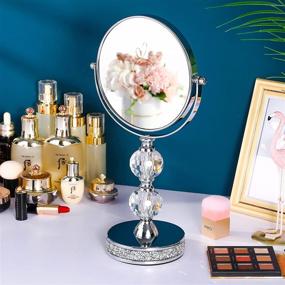img 2 attached to Makeup Mirror with 360 Degree Swivel, Crystal Cosmetic Mirror - Double Sided, 1X/5X Magnifying, Adjustable Vanity Mirror M020