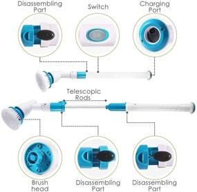 img 1 attached to 🧼 WinCheer Cordless Spin Scrubber - Electric Cleaning Brush for Kitchen, Bathroom, Bathtub - 360 Power Tub and Tile Surface Cleaner with Long Handle, 3 Replaceable Heads and Retractable Dusting Brush