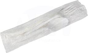 img 3 attached to MT Products - 50 Piece Set of 🍴 Individually Wrapped Medium Weight White Plastic Cutlery with Napkin