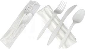 img 4 attached to MT Products - 50 Piece Set of 🍴 Individually Wrapped Medium Weight White Plastic Cutlery with Napkin