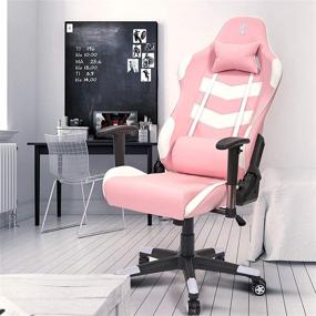 img 1 attached to 🎮 Max4out Gaming Chair - Ergonomic Racing Style Office Chair, High Back Adjustable PVC Leather Computer Chair with Headrest and Lumbar Pillow for Men and Women