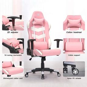 img 2 attached to 🎮 Max4out Gaming Chair - Ergonomic Racing Style Office Chair, High Back Adjustable PVC Leather Computer Chair with Headrest and Lumbar Pillow for Men and Women