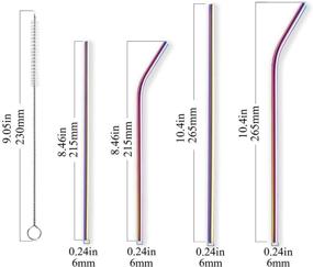 img 3 attached to 🥤 Набор из 18 разноцветных металлических соломинок Berglander - многоразовых титан-покрытых стальных соломинок для молочных коктейлей, замороженных напитков, смузи, боба-чаи - включает прямые и изогнутые соломинки с щеточками