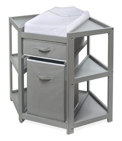 img 4 attached to 👶 Diaper Corner Changing Table Set with Pad, Hamper, and Basket