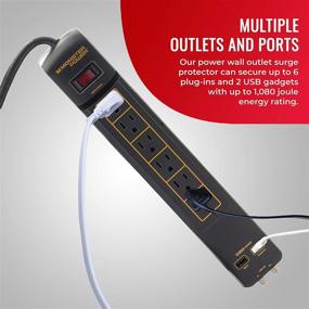 img 3 attached to Monster Power Surge Protector 6-Outlet Power Strip, Gold 600 AVU+: Ultimate electrical safety and convenience