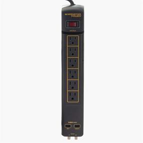 img 4 attached to Monster Power Surge Protector 6-Outlet Power Strip, Gold 600 AVU+: Ultimate electrical safety and convenience