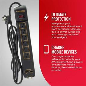 img 1 attached to Monster Power Surge Protector 6-Outlet Power Strip, Gold 600 AVU+: Ultimate electrical safety and convenience