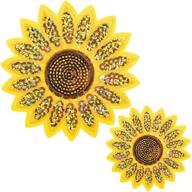 🌻 sunflower iron-on patches: 12pcs, embroidered sew applique repair patch, 2 sizes included logo