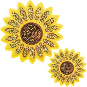 img 4 attached to 🌻 Sunflower Iron-On Patches: 12pcs, Embroidered Sew Applique Repair Patch, 2 Sizes Included