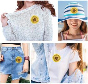 img 3 attached to 🌻 Sunflower Iron-On Patches: 12pcs, Embroidered Sew Applique Repair Patch, 2 Sizes Included