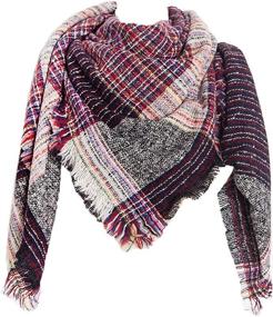 img 2 attached to 🧣 Wander Agio Women's Warm Scarf Square Shawl - Infinity Scarf with Stripe Plaid Rough Surface