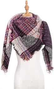 img 1 attached to 🧣 Wander Agio Women's Warm Scarf Square Shawl - Infinity Scarf with Stripe Plaid Rough Surface