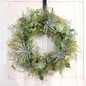 img 3 attached to 🌿 Idyllic 22-Inch Artificial Succulent Winter Wreath Garland for Front Door Christmas Round Decoration, Suitable for Indoor Home Decor