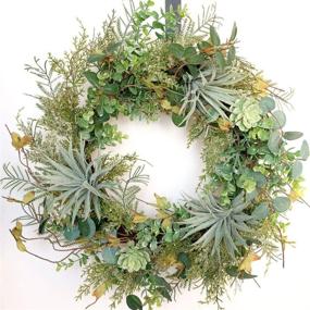 img 4 attached to 🌿 Idyllic 22-Inch Artificial Succulent Winter Wreath Garland for Front Door Christmas Round Decoration, Suitable for Indoor Home Decor