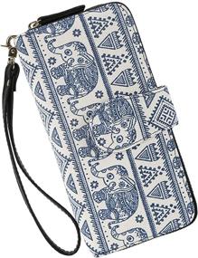 img 4 attached to 🐘 Bohemian Elephant Zipper Wallet in White for Women, Handbags and Wallets