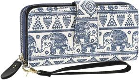 img 3 attached to 🐘 Bohemian Elephant Zipper Wallet in White for Women, Handbags and Wallets