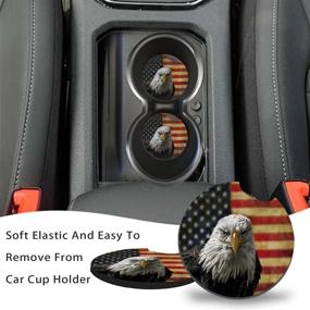 img 1 attached to 🦅 2-Pack Car Cup Holder Coasters with Finger Notch, Anti-Slip Coaster Mat for Most Cars, Trucks, RVs, and More - Auto Accessories for Women & Girls, 2.75 Inch/Bald Eagle Design
