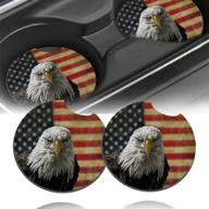 🦅 2-pack car cup holder coasters with finger notch, anti-slip coaster mat for most cars, trucks, rvs, and more - auto accessories for women & girls, 2.75 inch/bald eagle design логотип