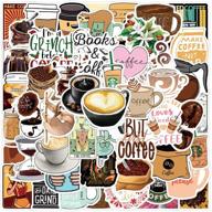 🚰 waterproof coffee decals pack - 50 pcs vinyl stickers for water bottle, laptop, guitar, skateboard, car, bike, motorcycle, hydro flask, suitcase, luggage - ideal for adults & teens logo