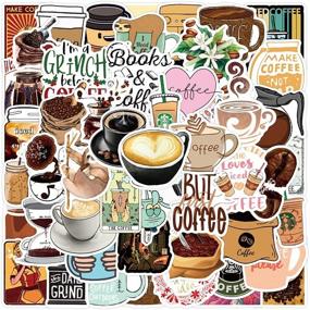 img 4 attached to 🚰 Waterproof Coffee Decals Pack - 50 Pcs Vinyl Stickers for Water Bottle, Laptop, Guitar, Skateboard, Car, Bike, Motorcycle, Hydro Flask, Suitcase, Luggage - Ideal for Adults & Teens