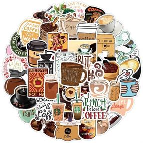 img 2 attached to 🚰 Waterproof Coffee Decals Pack - 50 Pcs Vinyl Stickers for Water Bottle, Laptop, Guitar, Skateboard, Car, Bike, Motorcycle, Hydro Flask, Suitcase, Luggage - Ideal for Adults & Teens