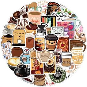 img 3 attached to 🚰 Waterproof Coffee Decals Pack - 50 Pcs Vinyl Stickers for Water Bottle, Laptop, Guitar, Skateboard, Car, Bike, Motorcycle, Hydro Flask, Suitcase, Luggage - Ideal for Adults & Teens
