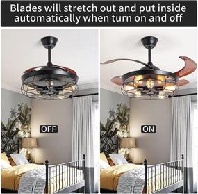 img 3 attached to 🖤 Black Fandelier Ceiling Fan with Remote, 42 Inch Retractable Ceiling Fan Light for Bedroom, Living Room, Dining Room - Industrial Style