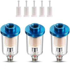 img 4 attached to 🔧 Terberl 3Pack Water Oil Separator for Air Line with 5Pcs Spray Gun Filters: 1/4'' NPT Inlet/Outlet, Compressor Fitting Tools