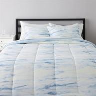 🛏️ full/queen blue watercolor amazon basics bed-in-a-bag comforter set, 8-piece ultra-soft microfiber bedding logo