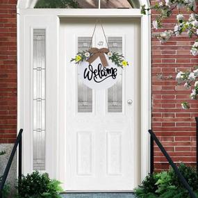 img 2 attached to Farmhouse Front Porch Decor: Welcome Sign, Wreath for Rustic Front Door, Thanksgiving Harvest & Christmas Outdoor Wall/Window/Door Housewarming Home Decoration - White