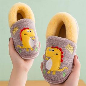 img 1 attached to 🦕 Cozy and Safe: Dinosaur Indoor Slippers for Boys - Perfect Winter Anti-Slip Shoes