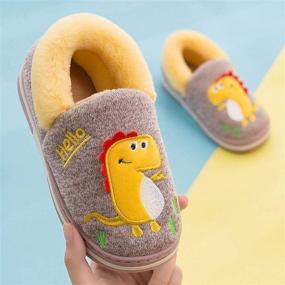 img 2 attached to 🦕 Cozy and Safe: Dinosaur Indoor Slippers for Boys - Perfect Winter Anti-Slip Shoes