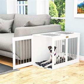 img 1 attached to 🏠 Furpezoo Home Wooden Dog Crate Indoor: Modern Design Dog House with Double Doors and Chew-Proof Furniture Style Pet Cage