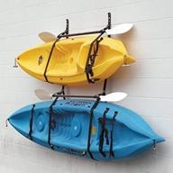 versatile kayak, sup, canoe & surfboard wall hanger set - garage rack storage with adjustable webbing boat hanger straps logo