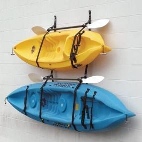 img 1 attached to Versatile Kayak, SUP, Canoe & Surfboard Wall Hanger Set - Garage Rack Storage with Adjustable Webbing Boat Hanger Straps