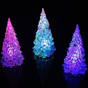 img 1 attached to 🎄 BinaryABC LED Light Up Tabletop Christmas Tree - Mini Xmas Night Light Decoration (12.5cm) - Ornaments Included
