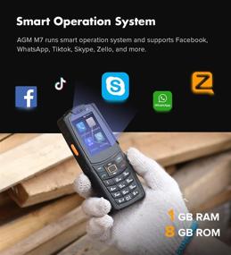 img 1 attached to 📱 AGM M7 Rugged Unlocked Cell Phone, 4G Dual SIM, 2500mAh Battery, Big Speaker, IP68 Waterproof, Facebook/Whatsapp/Skype/TikTok, 2.4" Touch Screen Keypad, 1GB+8GB, Black