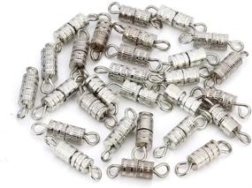 img 4 attached to 🔩 100 Sets of 4mm x 15mm Silver-Color Screw Type Clasp Barrel Screw Clasps for Jewelry Making Necklaces and Bracelets – Twist Clasps and Connectors