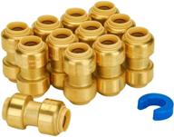 🔩 sungator 12-pack 1/2-inch push-to-connect plumbing fittings, pushfit straight coupling kit with 1/2-inch disconnect clip, lead-free brass pushfit fittings for copper, pex, and cpvc pipe – certified logo