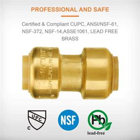 img 1 attached to 🔩 SUNGATOR 12-Pack 1/2-Inch Push-to-Connect Plumbing Fittings, Pushfit Straight Coupling Kit with 1/2-Inch Disconnect Clip, Lead-Free Brass Pushfit Fittings for Copper, PEX, and CPVC Pipe – Certified