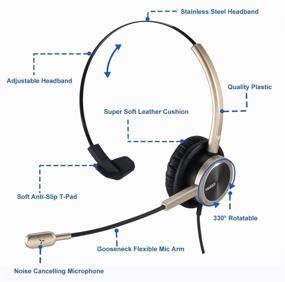 img 3 attached to 🎧 Premium 2.5mm Telephone Headset with Noise Cancelling Microphone - Compatible with Jabra, Cisco, Polycom, Panasonic, Zultys, Gigaset - Includes 3.5mm Connector for Mobiles