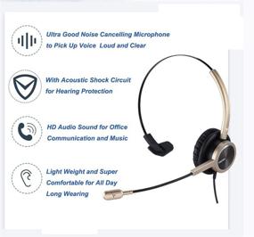 img 2 attached to 🎧 Premium 2.5mm Telephone Headset with Noise Cancelling Microphone - Compatible with Jabra, Cisco, Polycom, Panasonic, Zultys, Gigaset - Includes 3.5mm Connector for Mobiles