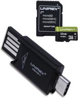 💾 32gb u1 microsd card by unirex with sd adapter and usb a to usb c microsd reader - compatible with laptop, tablet, and smartphone - supports microsd, microsdhc, and microsdxc logo