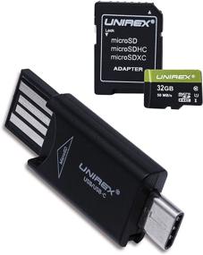 img 4 attached to 💾 32GB U1 MicroSD Card by Unirex with SD Adapter and USB A to USB C MicroSD Reader - Compatible with Laptop, Tablet, and Smartphone - Supports MicroSD, MicroSDHC, and MicroSDXC