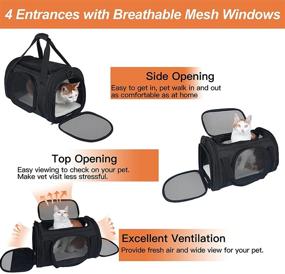 img 3 attached to 🐱 Airline Approved Cat Carrier for Small Dogs and Cats - 5 Ventilation Mesh, 4 Doors, Double Safety Zipper, Foldable Fabric