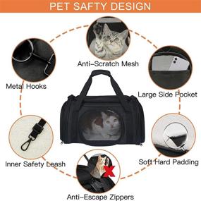 img 1 attached to 🐱 Airline Approved Cat Carrier for Small Dogs and Cats - 5 Ventilation Mesh, 4 Doors, Double Safety Zipper, Foldable Fabric