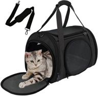 🐱 airline approved cat carrier for small dogs and cats - 5 ventilation mesh, 4 doors, double safety zipper, foldable fabric logo